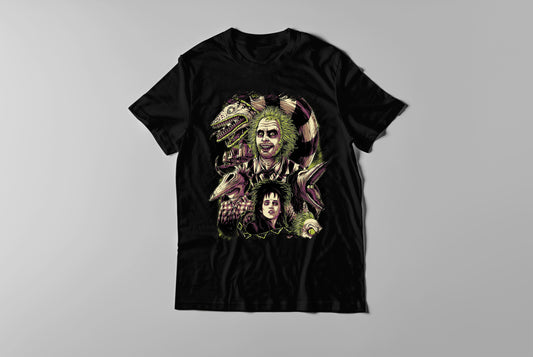 "Vintage Horror Movie Graphic T-Shirt for Adults"  Beetlejuice 3x